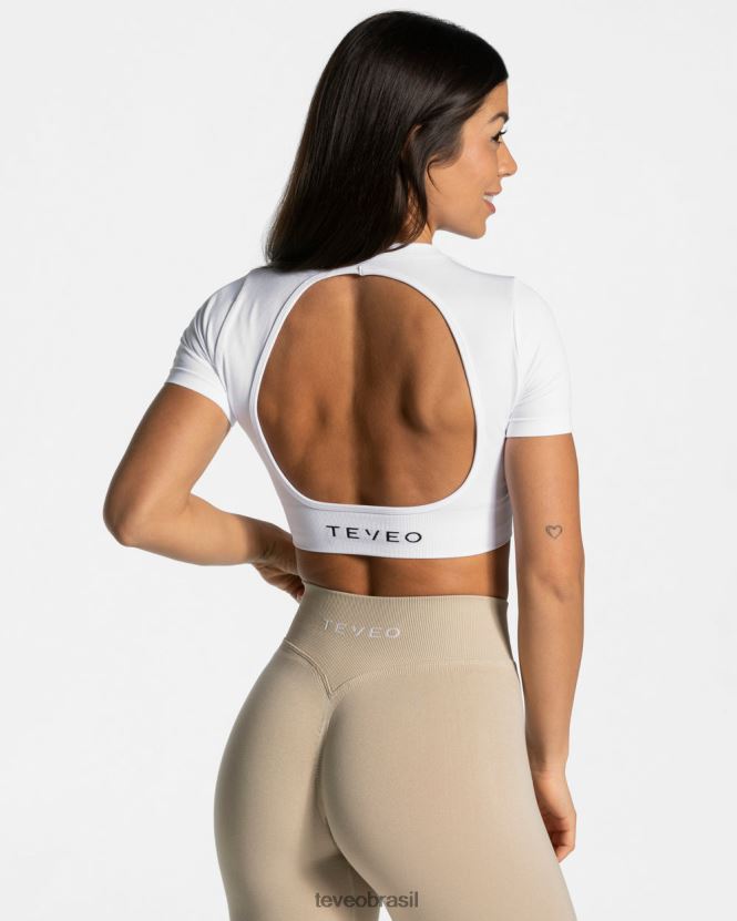 roupas mulheres TEVEO FJ4TZV489 camiseta recortada para o dia a dia branco