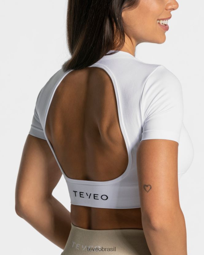 roupas mulheres TEVEO FJ4TZV489 camiseta recortada para o dia a dia branco