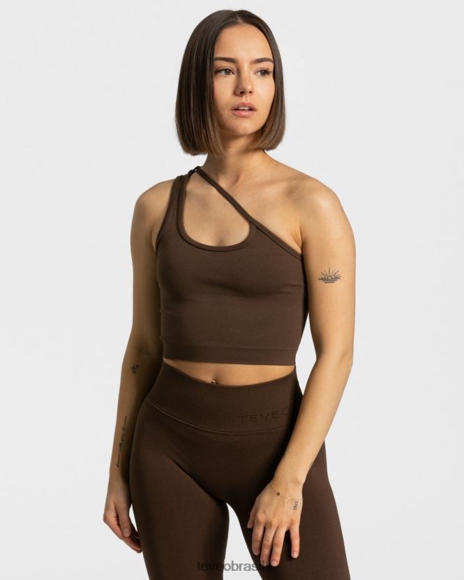roupas mulheres TEVEO FJ4TZV432 top atrevido de um ombro só marrom