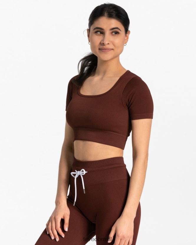 roupas mulheres TEVEO FJ4TZV440 top cropped canelado mogno