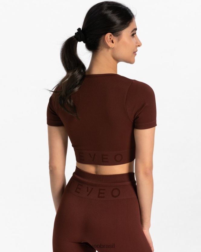 roupas mulheres TEVEO FJ4TZV440 top cropped canelado mogno
