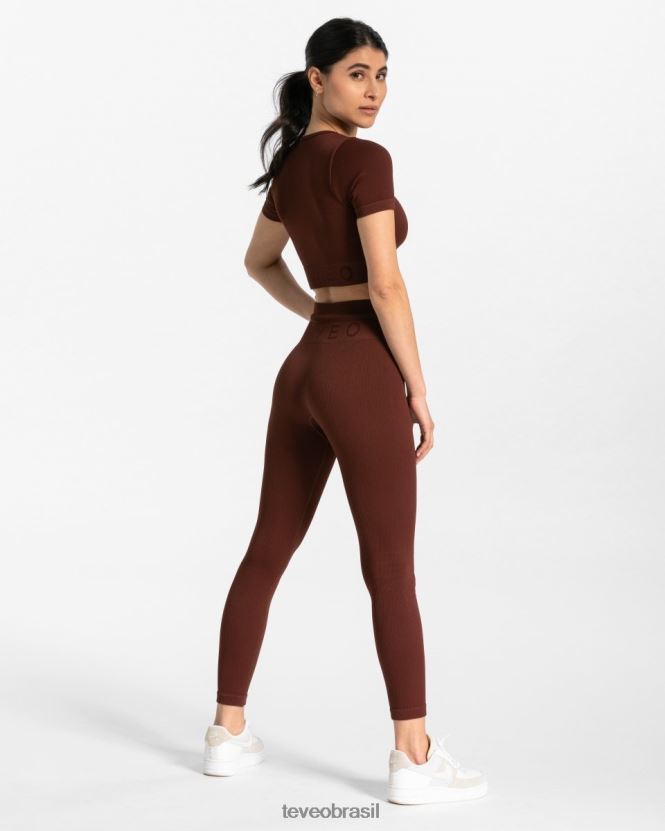 roupas mulheres TEVEO FJ4TZV440 top cropped canelado mogno