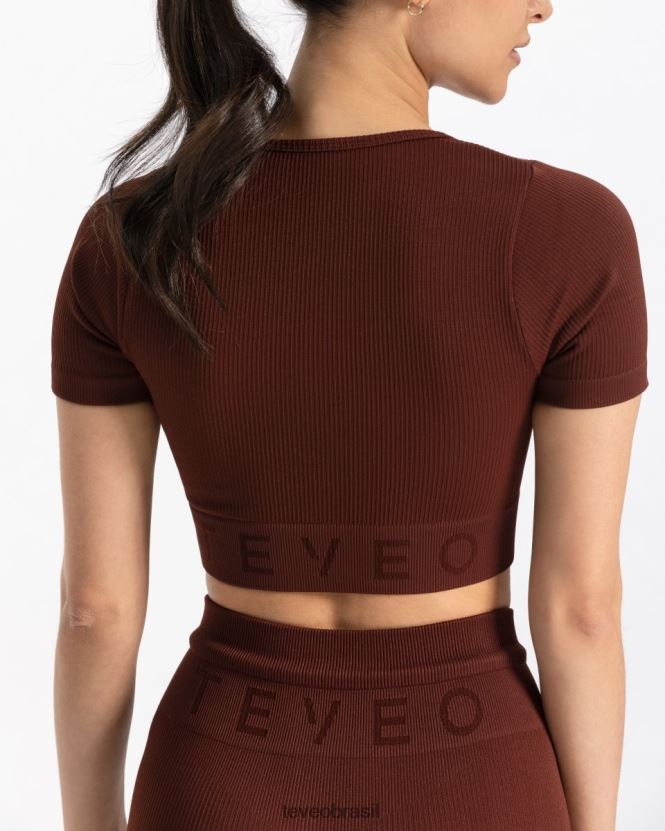 roupas mulheres TEVEO FJ4TZV440 top cropped canelado mogno