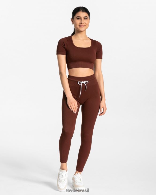 roupas mulheres TEVEO FJ4TZV440 top cropped canelado mogno