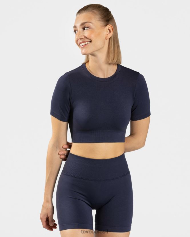 roupas mulheres TEVEO FJ4TZV442 top cropped sensação azul escuro