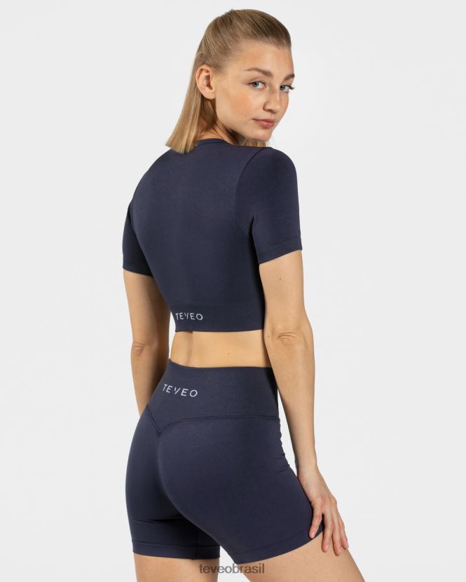roupas mulheres TEVEO FJ4TZV442 top cropped sensação azul escuro