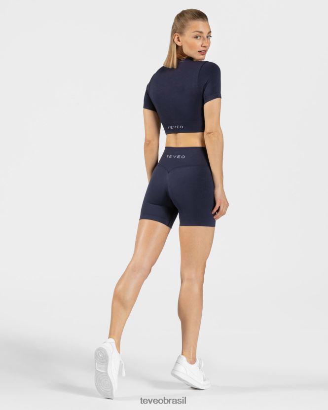 roupas mulheres TEVEO FJ4TZV442 top cropped sensação azul escuro