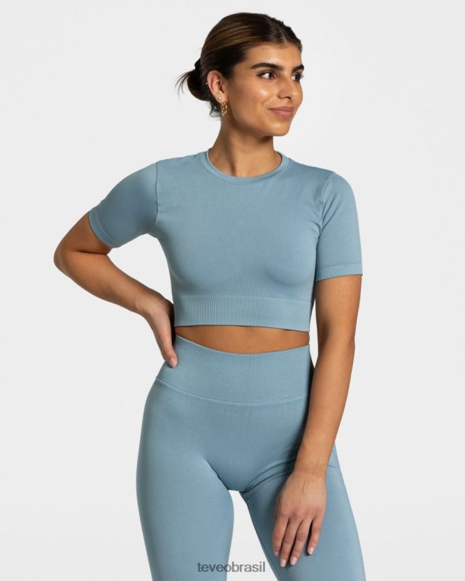 roupas mulheres TEVEO FJ4TZV446 top cropped sensação aço azul