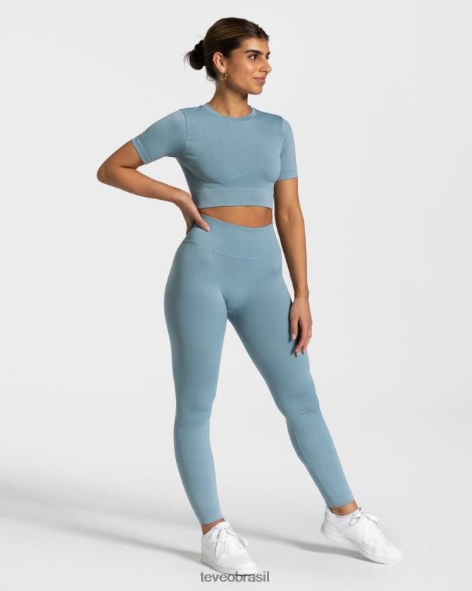 roupas mulheres TEVEO FJ4TZV446 top cropped sensação aço azul
