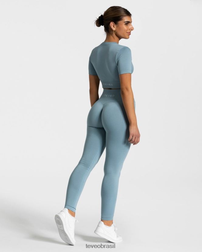 roupas mulheres TEVEO FJ4TZV446 top cropped sensação aço azul