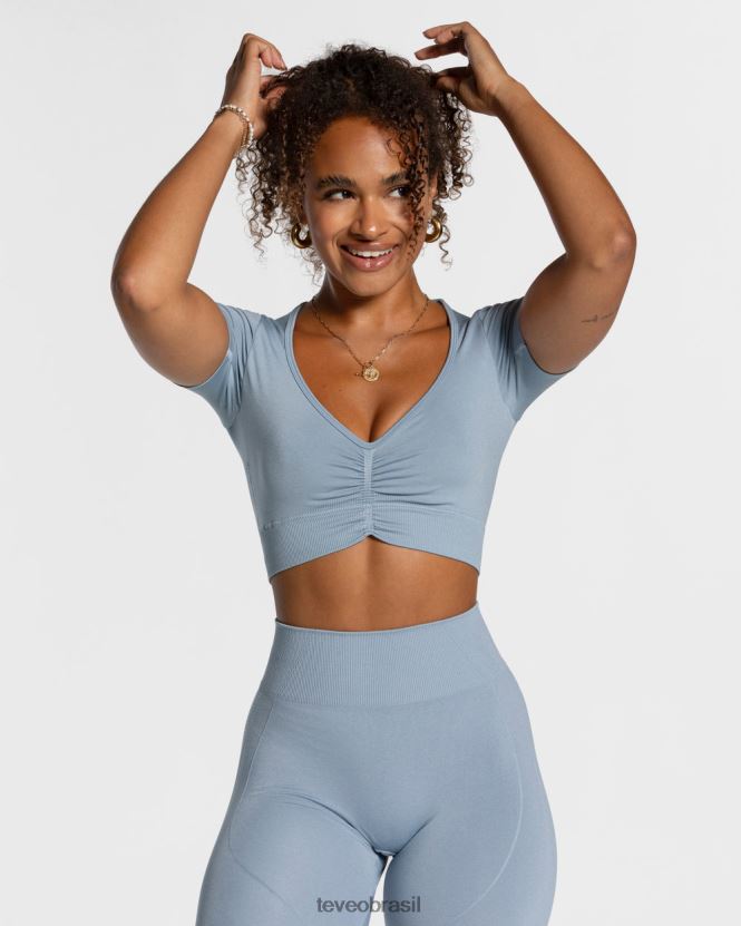roupas mulheres TEVEO FJ4TZV460 foco na parte superior da colheita aço azul
