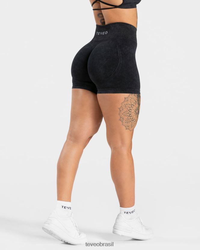 roupas mulheres TEVEO FJ4TZV182 short scrunch ácido disfarçado preto