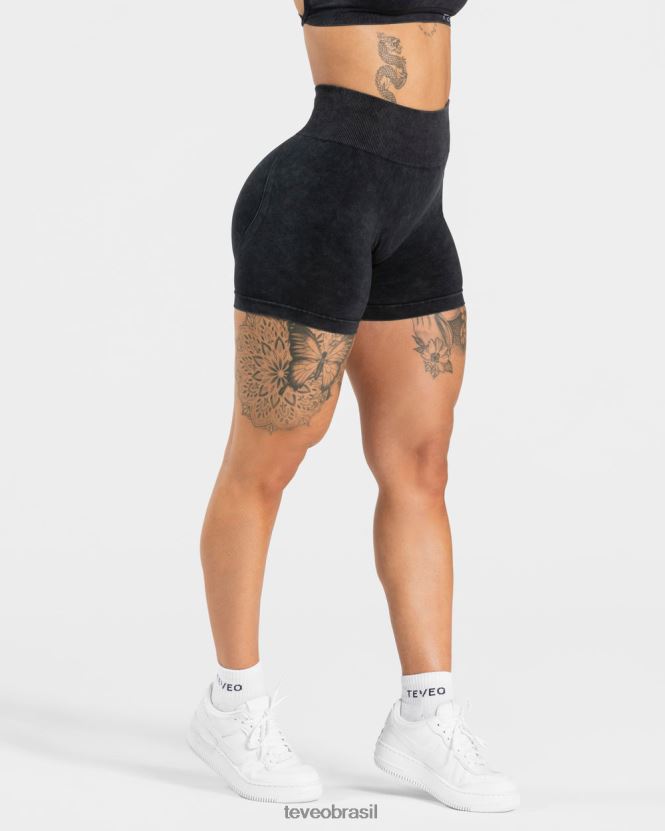roupas mulheres TEVEO FJ4TZV182 short scrunch ácido disfarçado preto