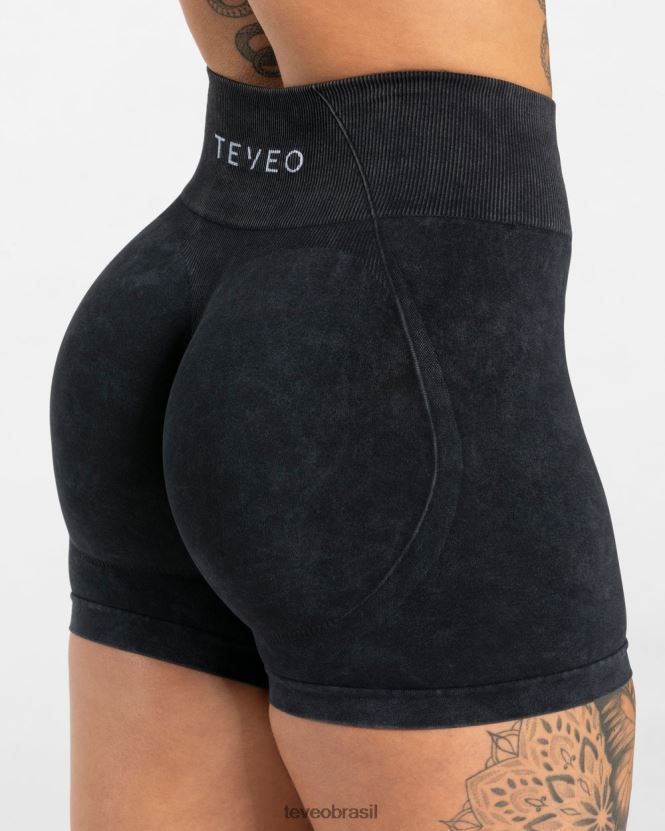 roupas mulheres TEVEO FJ4TZV182 short scrunch ácido disfarçado preto