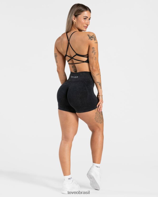 roupas mulheres TEVEO FJ4TZV182 short scrunch ácido disfarçado preto