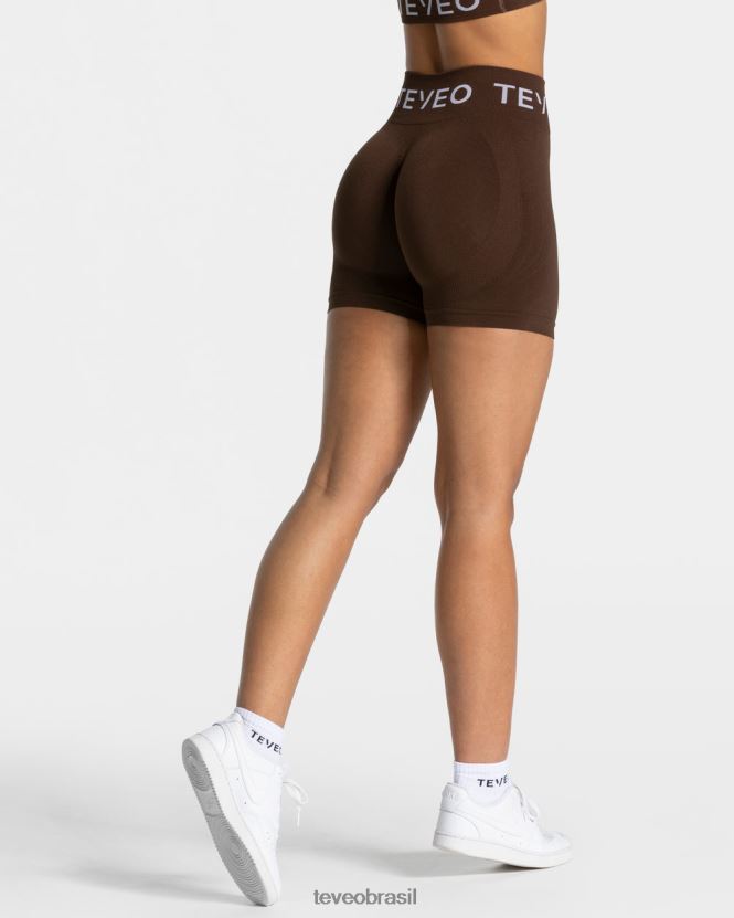 roupas mulheres TEVEO FJ4TZV189 short scrunch exclusivo marrom escuro