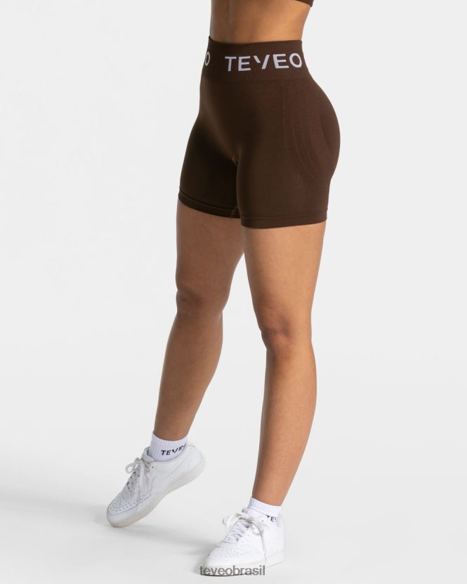 roupas mulheres TEVEO FJ4TZV189 short scrunch exclusivo marrom escuro