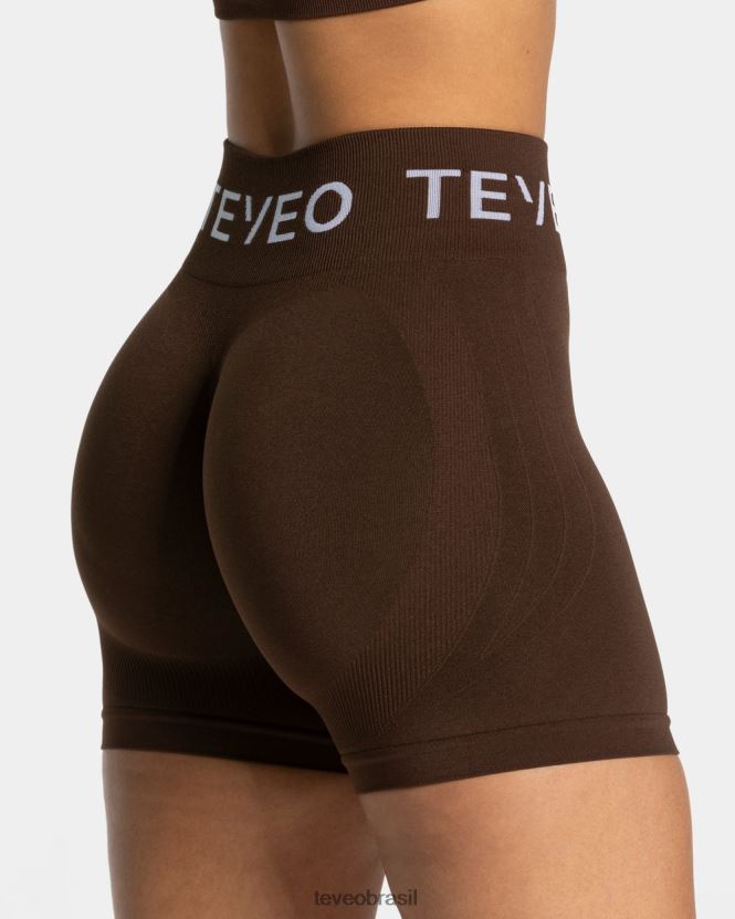 roupas mulheres TEVEO FJ4TZV189 short scrunch exclusivo marrom escuro