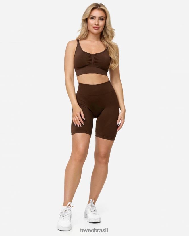 roupas mulheres TEVEO FJ4TZV199 short franzido charmoso marrom
