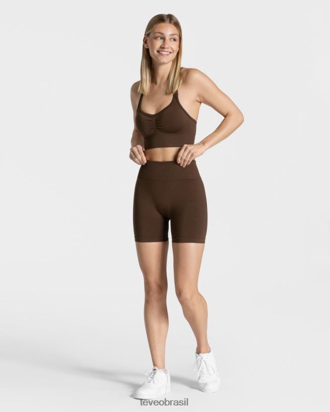 roupas mulheres TEVEO FJ4TZV214 short scrunch atemporal marrom escuro