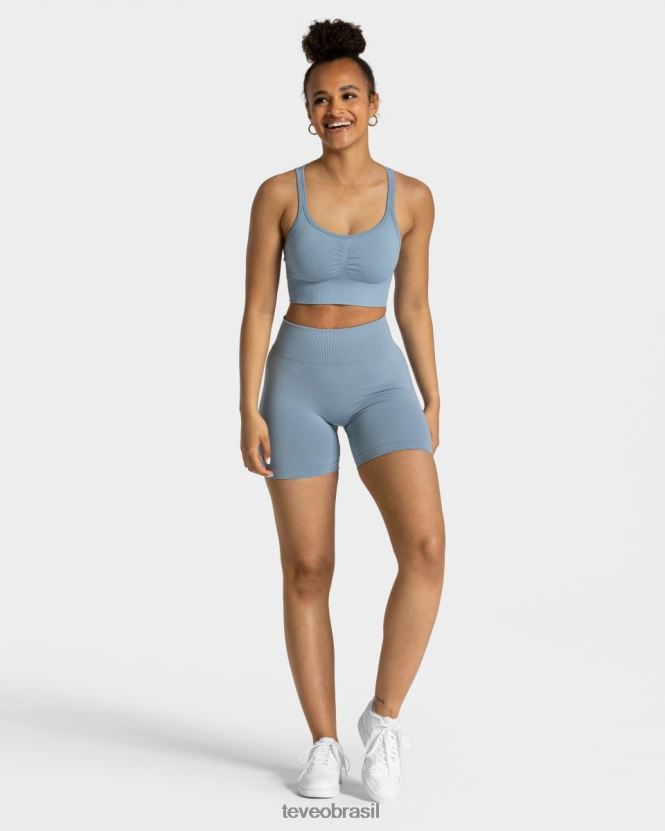 roupas mulheres TEVEO FJ4TZV225 short scrunch atemporal aço azul