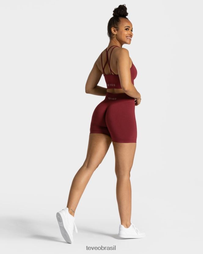 roupas mulheres TEVEO FJ4TZV228 short scrunch atemporal vinho vermelho